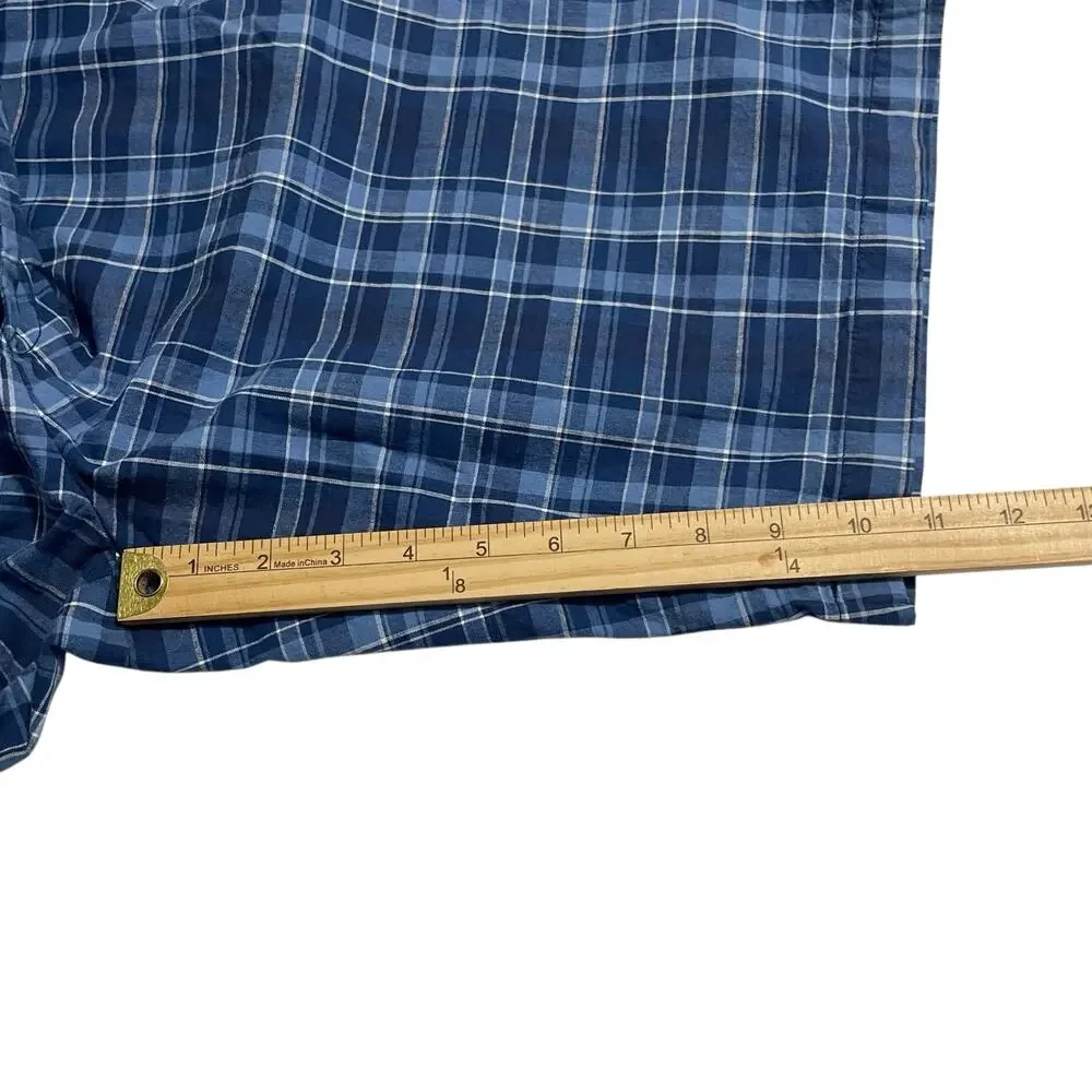 Banana Republic Mens Shorts Size 32 Blue Plaid Emerson Short Bermuda Zip Fly